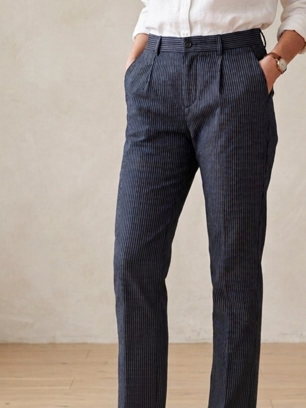 Scotch & Soda Navy Pinstripe Trousers W30 L34 - Size Small